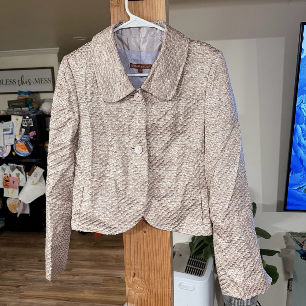 Elegant Gold Shimmer Holiday Blazer Jacket